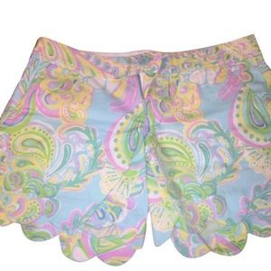 Lilly Pulitzer shorts with scalloped bottoms.